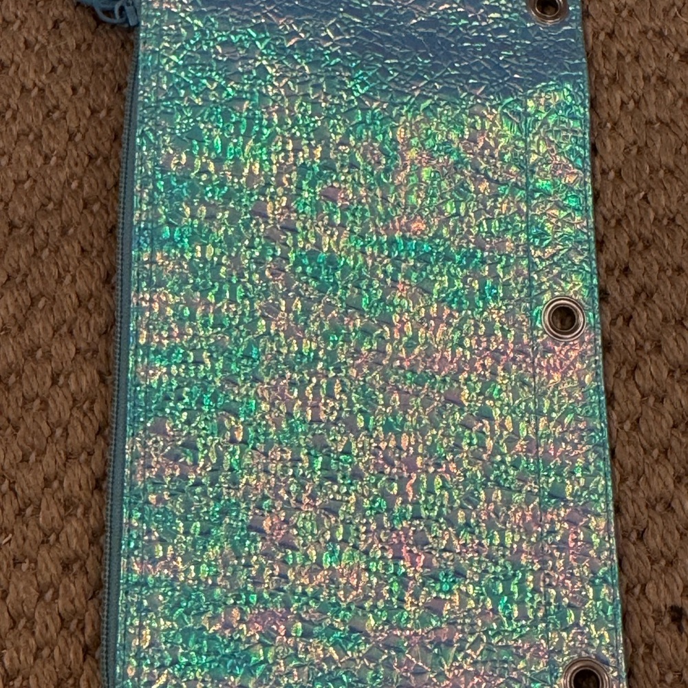 RARE Vtg Lisa Frank Mermaid Blue Iridescent 3 Ring Zip Up. New no tags. Rare! - Picture 5 of 8